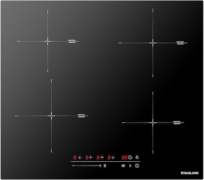 GASLAND 4 Burners Induction Cooktop 24 Inch,7200W Built-in Induction Stovetop with Booster and Timer, 240V Electric Hob, 9 Power Levels, Slide Touch Control, Child Safety Lock, Hard Wire