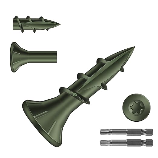 #8 x 5/8" Deck Screws (637Pcs) 2lb. Exterior Wood Screws. Carbon Steel, Green, Flat Head, Rust Resistant epoxy Coated, with T25 Star Bit