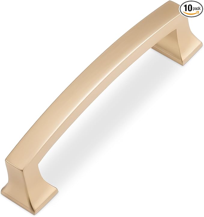 COTYKILEY 10 Pack 4 Inch(102mm) Champagne Bronze Cabinet Handles Gold Kitchen Cabinet Pulls Cabinet Door Handles Kitchen Cabinet Hardware Cupboard Drawer Pulls Dresser Handles