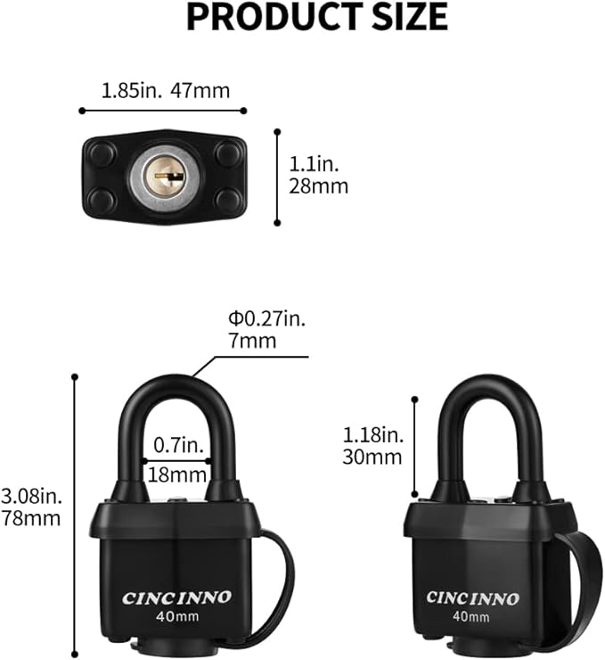 40mm Padlock with Key,Weatherproof Laminated Steel Locks with Keys,Heavy Duty Keyed Alike Padlocks for Outdoor Use,12 Pack