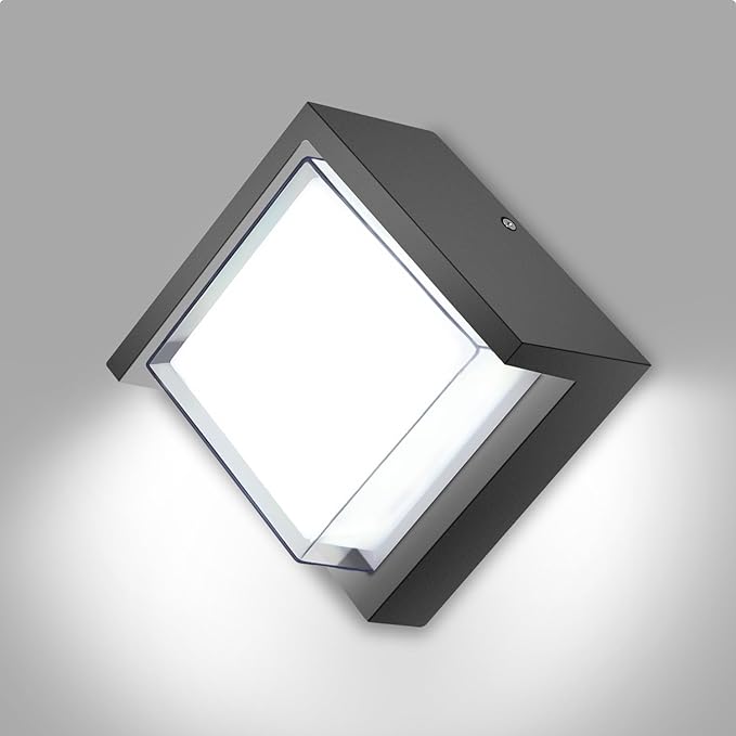 LED Porch Lights Wall Mount 12W 6500K Double-Layer Cover Exterior LED Wall Light Matte Aluminum IP65 Waterproof for Yard Garage Stairway House