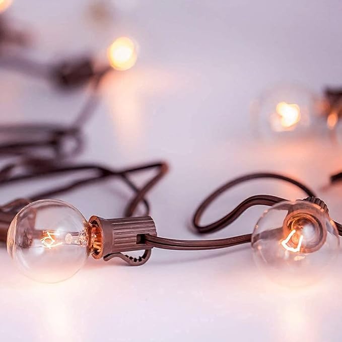 G40 Replacement Light Bulbs 5W Clear Globe Bulb fits E12 C7 Candelabra Screw Base Sockets, 1.5 Inch Dimmable Light Bulbs for Indoor Outdoor Patio Decor, Pack of 25