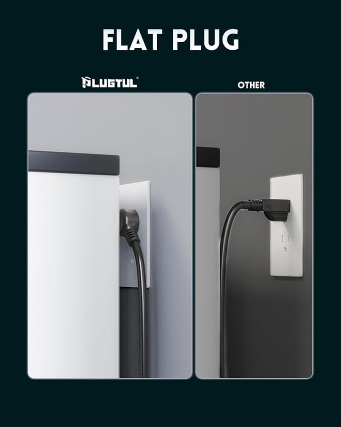 Surge Protector Power Strip 15FT, PLUGTUL Surge Protector with 8 Outlets - Spacious Design for Large Plugs, Flat Plug, 20W USB C Charging for Home, Office, ETL Listed, 2040J