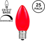 Novelty Lights 500 Case C9 Ceramic Outdoor Christmas Replacement Bulbs, Red, E17/C9 Intermediate Base, 7 Watt