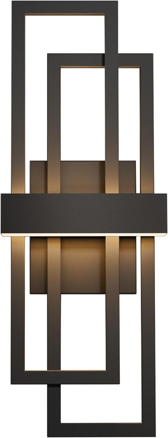 LamQee 25.6 Inch Modern Outdoor Wall Lights, Integrated LED 1200LM Large Exterior Lighting Fixture Dual Rectangle Outdoor Sconce, Black Metal Wall Mount Porch Light Outside Lamp for House Garage Patio