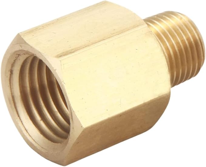 1/8 Inch NPT Male to 1/8 Inch NPT Female Pipe Reducer Adapter, Brass Pipe Extension Fittings, Thread 0.375" OD to 0.375" ID, Pack of 2