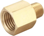 1/8 Inch NPT Male to 1/8 Inch NPT Female Pipe Reducer Adapter, Brass Pipe Extension Fittings, Thread 0.375" OD to 0.375" ID, Pack of 2