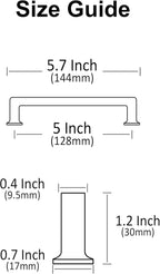 Alzassbg 6 Pack Champagne Bronze Cabinet Pulls, 5 Inch(128mm) Hole Centers Cabinet Handles Square Kitchen Hardware for Cabinets AL3046TGP