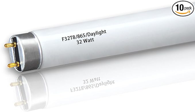 (10pack) 48 inch F32T8/865 Fluorescent Tube Light,4FT 32Watts 6500K Full Spectrum Daylight Bulb,Ra83 High Transparent Replacement for Ceiling Lights,Fish Tank Bulb