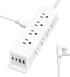 30W USB C Power Strip Surge Protector,4 Side 12 Outlets Desk Power Strip with Ultra Thin Flat Plug,PD Fast Charing,2 USB-C,2 USB-A(USB Total 40W),10ft Flat Extension Cord with Multiple Outlets,1200J