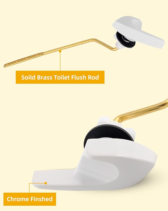 2 Pack Universal Brass Toilet Handle Replacement Kit, Side/Angle Mount Toilet Flush Handle Compatible with Kohler K-GP30324-CP/TOTO/American Standard, Stainless Steel Flapper Chain, White