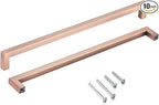 10 Pack Drawer Handles 12-3/5 Inch Hole Center Antique Copper Stainless Steel Square Cabinet Pulls Long Cabinet Handles Drawer Pulls Cupboard Handles Kitchen Hardware