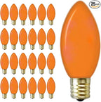 GoodBulb 7-Watt Incandescent C9 Orange Ceramic Holiday Light Bulbs | Intermediate E17 Base 50 Lumens | Christmas Lights Bulbs | Ideal for Holiday Decorations | Pack of 25 Bulbs