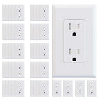ELEGRP Decorator Wall Receptacle Outlet, Tamper Resistant 15A 125V Standard Electrical Wall Outlet, Residential Grade, Self-grounding, with Screwless Wall Plate, UL (50 Pack, Glossy White)
