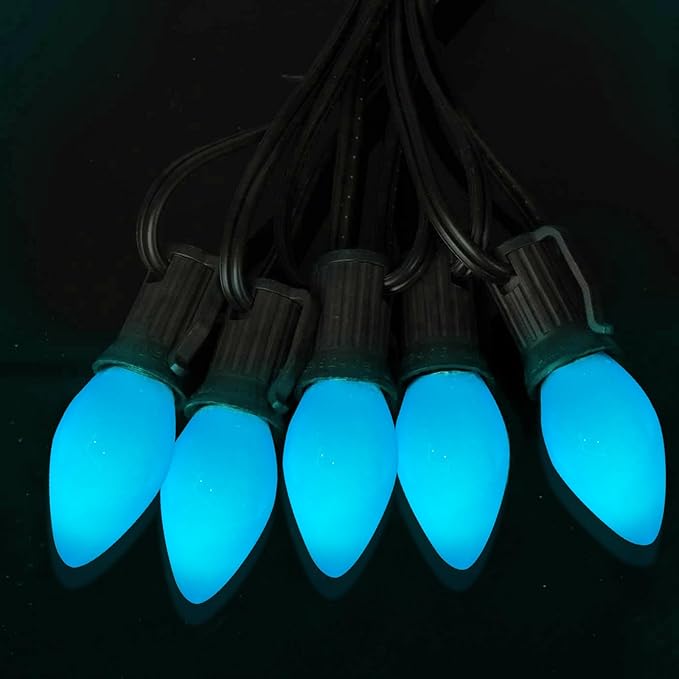 Abeja C7 Ceramic Christmas Replacement Bulbs, Blue Ceramic Christmas Lights Great for Night Lights, Decorative Lights and Christmas Strings, 25 Pack