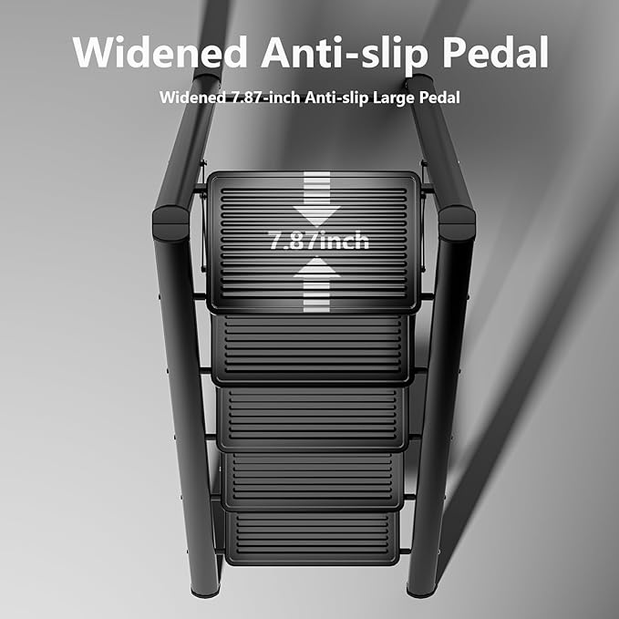 Step Ladder 5 Step Folding, Sturdy 330 Lbs Small Step Stool for Adults, Closet Step Stool Ladder with Anti-Slip Wide Pedals, Portable Folding Ladder for Home Kitchen Office