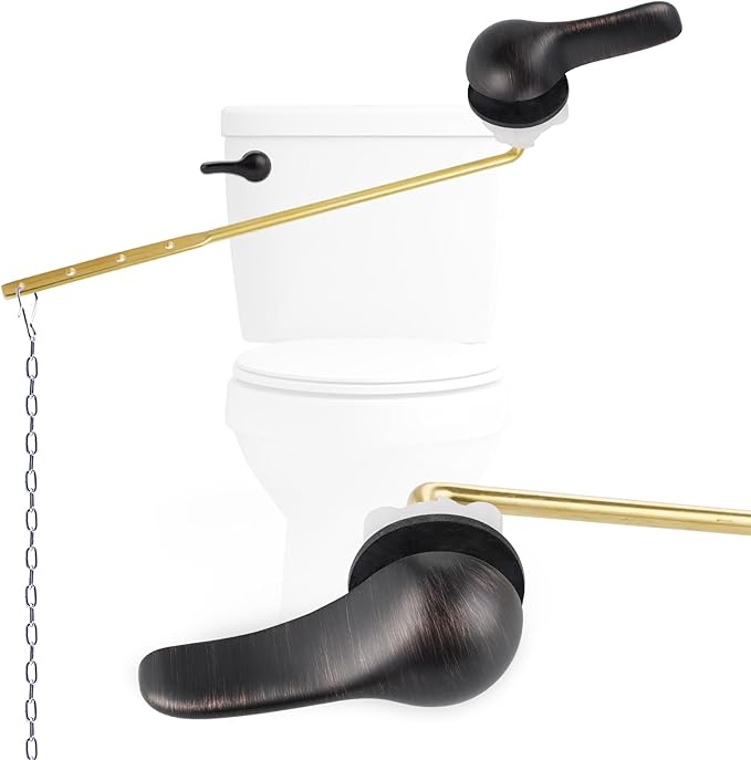 Hygie Rinse Metal Toilet Handle Replacement Kit Universal Front Mount Fit, Toilet Lever Compatible with American Standard/Glacier Bay/Gerber, Toilet Flush Handle with Flapper Chain, Oil Rubbed Bronze