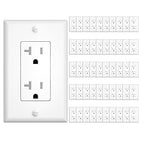 Amico 50 Pack Wall Outlet, 20 Amp Outlets, UL Listed, Tamper Resistant Standard Electrical Outlet, Decorator Receptacle with Wall Plate, Suitable for Home and Business, 125V/1875W, White