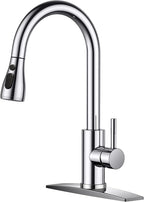 FORIOUS Kitchen Faucets with Pull Down Sprayer, Chrome, High Arc Single Handle Classic Stainless Steel Sink Faucet Pull Out for Farmhouse Camper Laundry Rv Bar