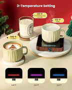 Maestri House Mug Warmer, Electric Coffee Cup Warmer for Desk with 3-Temp Settings,Auto Shut Off, Constant Temperature Heating for Beverage, Milk, Tea and Hot Chocolate at Home & Office (Wood Grain)