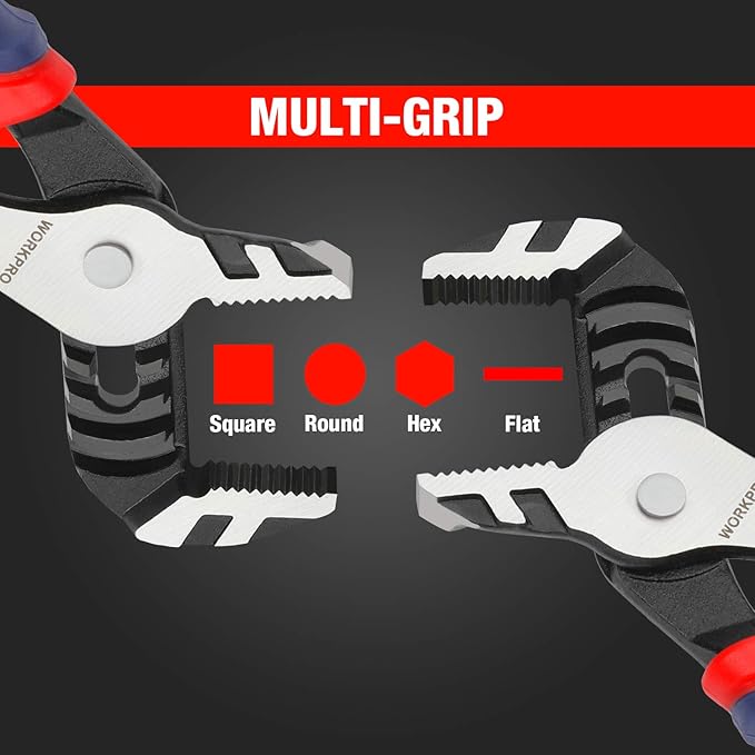 WORKPRO 3 Piece Groove Joint Plier Set, 12/10/8 Inch Adjustable Water Pump Pliers, Straight Jaw Pliers for Home Repair, Gripping, Nuts, Bolts, Pipe & Fittings