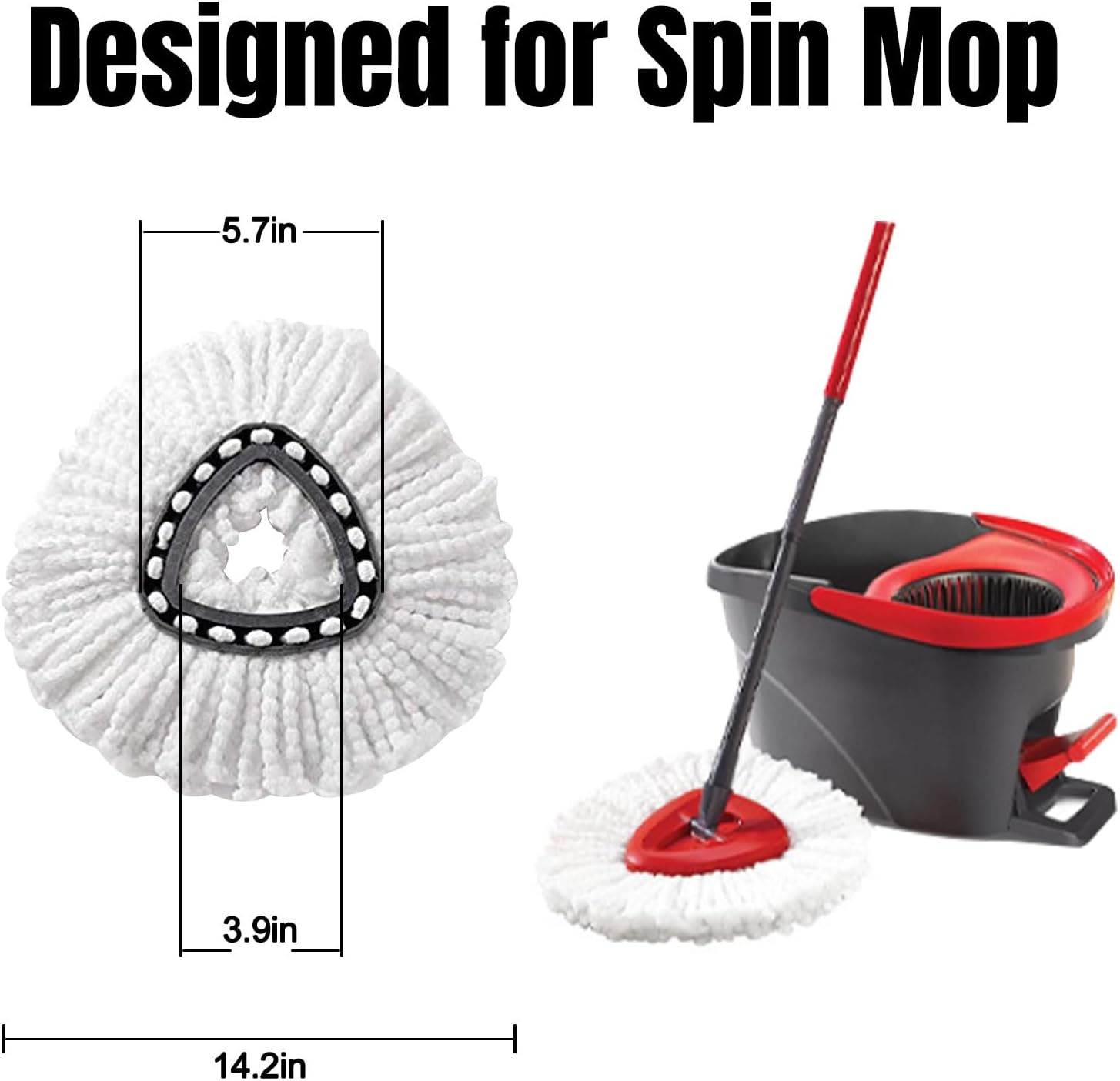 16Pcs Spin Mop Replacement Heads, White Large 360° Easy Wring Spin Mop 100% Microfiber Refill, Easy Cleaning Spin Mop Heads, Deep Clean, Machine Washable for Easy House Cleaning Floor Mopping