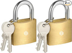 HOX 2-Pack Keyed Padlock, Waterproof and Rustproof, Solid Brass Lock with 1-1/4" Wide Body, Padlock with Keys for Storage Unit, Sheds, Garages and Fence