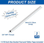 Magnesium Anode Rod 44" for Hot Water Heater,Compatible with Rheemm A.O. Smithh Giantt,Reliancee Richmondd,Hex Head 3/4" NPT x 44" Corroation Protect Anode Rod for Home Water Tank(Pack of 2)