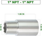 TAISHER 2PCS Stainless Steel Pipe Fittings, 1" NPT Male x 1" NPT Female Threaded, 2" Length Nipple Cast Pipe