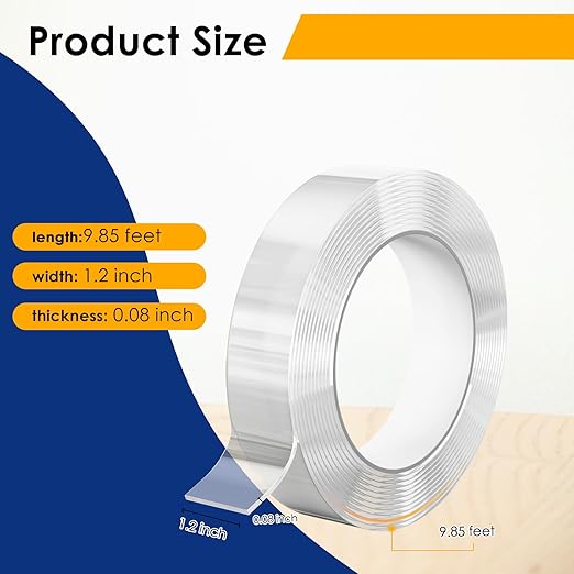 5 Packs Double Sided Tape Heavy Duty, Nano Tape Mounting Tape Clear Multipurpose Strong Adhesive Tape for Home, Office, 1.2 in × 9.85 FT,