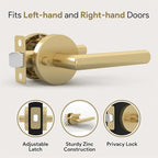Mega Handles Ronn Privacy Door Handle - 2 Pack Interior Reversible Gold Door Handle, Heavy Duty Bed & Bath Door Handles with Privacy Door Lock, Fits All Standard Doors - Satin Brass