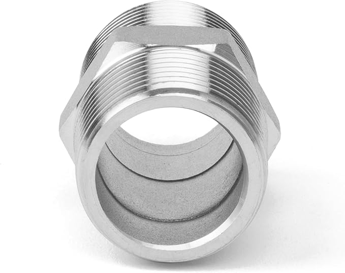 ChillWaves 304 Stainless Steel Pipe Fitting, Hex Nipple 1/4" NPT Male x 1/4" NPT Male Thread Adapter(12-PACK)