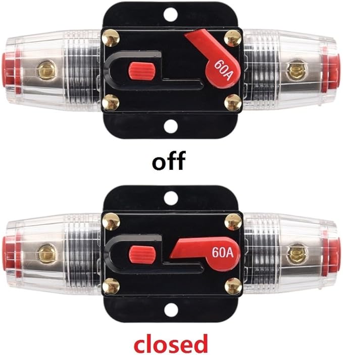 Fuse Holders 60amp 20A 30A 40A 50A 80A 100A 150A Inline Circuit Breaker for Car Audio and Amps Overload Protection Reset Fuse Inverter 12V-24V DC Replace Fuses