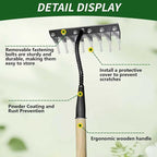 Upgraded Cultivator rake, Spray-Coated Rust-Proof Manganese Steel Weed rake, and 8-Tines Garden Weed Puller Tool with Wooden Handle — All for Lawn and Garden, Ideal gardinia uprooting Tool.