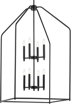 Kichler Madden 43" 8 XL Light Foyer Pendant in Black, Soft Modern Fixture, for Foyer, Over Large or Dining Room Table, (43" x 24.25"), 52724BK