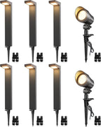 SUNVIE LED Low Voltage Landscape Lighting Kit 12V-24V Aluminum Low Voltage Landscape Lights Wired, 3000K Outdoor Pathway Lights Spotlights with Connectors Waterproof for Patio Yard Garden, 8 Pack