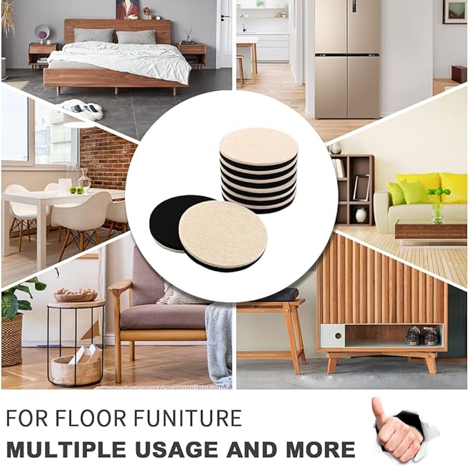 Furniture Sliders for Hardwood Floors 16 PCS - 3 1/2 inch Sliders for Moving Furniture – Felt Furniture Pads for Hardwood Floors