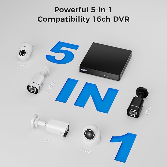 Hiseeu 16CH 3K Wired Security Camera System with Smart Dual Light,Audio,Vehicle/Person Detection,5MP 16CH DVR,16PCS 5MP IP67 Outdoor Indoor Surveillance CCTV Cameras,3TB HDD for 24/7 Home Security