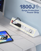 Desk Clamp Power Strip with Nightlight, 40W Fast Charging, 6FT Extension Cord, 4x20W USB-C & 2 USB Ports, 5 AC Outlets, Fits 1.69-Inch Table Edges