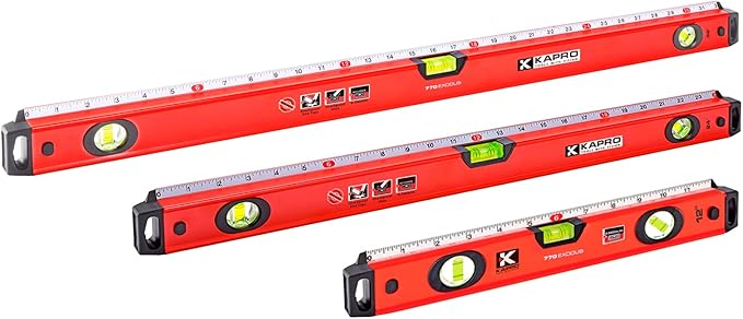 Kapro - 770 Exodus Professional Box Level - 72 Inches - With 45° Vial & Ruler - For Leveling, Measuring, Marking, and Cutting - Features 3 Vials, Precise Straightedge, and Wall-Grip