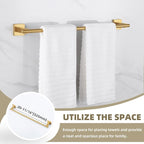 Suyar Brushed Gold Bathroom Accessories, SUS 304 Stainless Steel Bathroom Hardware Set 4 Pieces, Include Robe Hook, Toilet Paper Holder, Hand Towel Holder, Towel Bar, Wall Mount