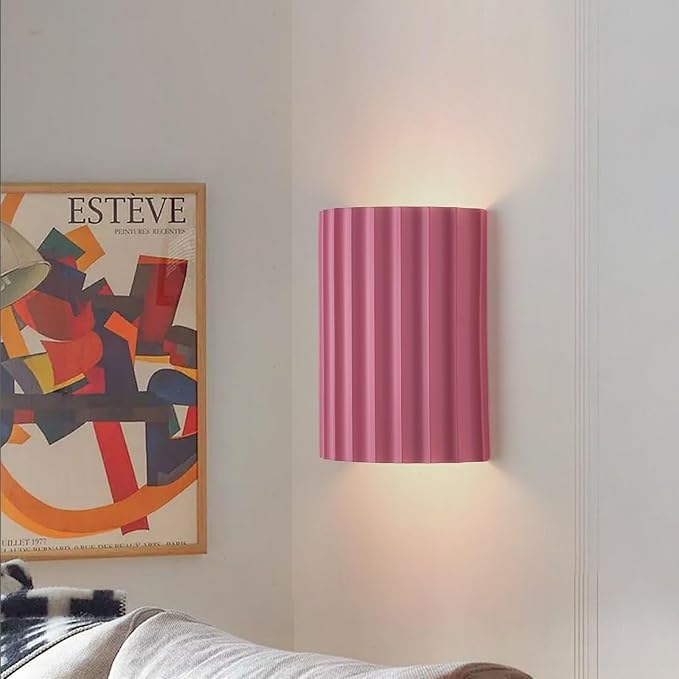 Pink Gypsum Modern LED Wall Sconces Wall Lighting Set of 2, Indoor Hardwired Walls Mount Light Fixtures Up Down Lamp for Hallway Bedroom Living Room Dining Room【Bulbs Included】