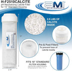 APPLIED MEMBRANES INC pH Neutralization Water Filter Cartridge | Calcite Filter to Raise Alkalinity of Low pH Water | 10" Standard Size Fits 10” Standard Filter Housing | H-F2510CALCITE (10" Standard)