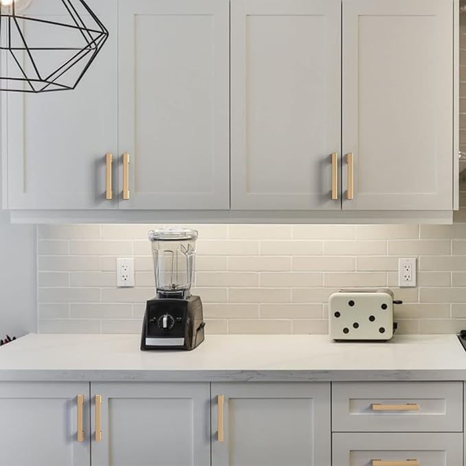 Asidrama 10 Pack 3.75 Inch(96mm) Champagne Bronze Kitchen Cabinet Handles, Brushed Brass Cabinet Pulls Gold Kitchen Cabinet Hardware for Cupboard Drawer Pulls