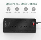 Power Strip 23 in 1, 20 Outlets Surge Protector Wall Mount with 2 USB+1 USB C Ports, Multi Plug Extension Cord 6ft Heavy Duty, Accessories for Gaming, Studio, Home, Office, Desk Organizers