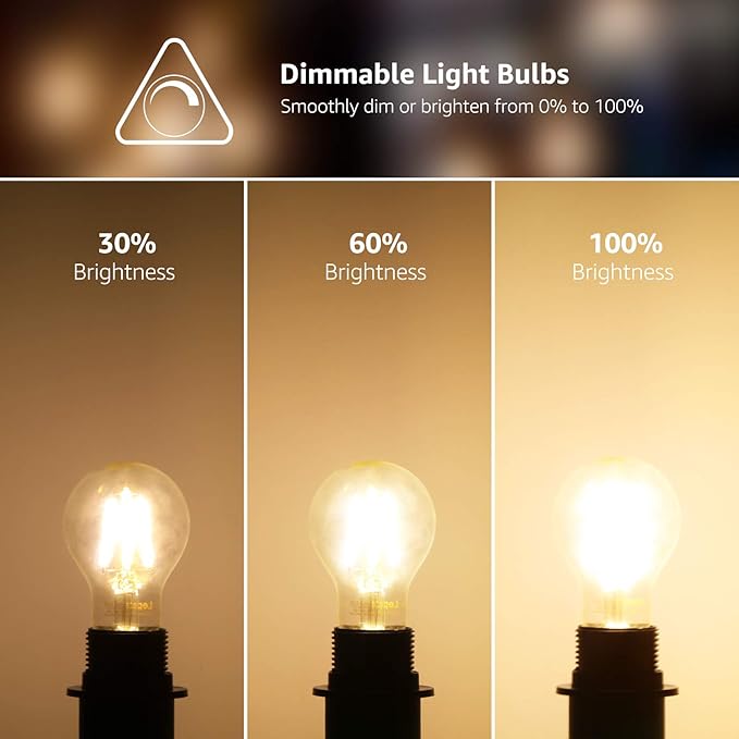 Lepro Vintage LED Bulbs, Dimmable Filament Bulb, 8W 800LM, 60W Equivalent, 2700K Warm White, Classic Clear Glass, A19 Shape, E26 Base, Pack of 5