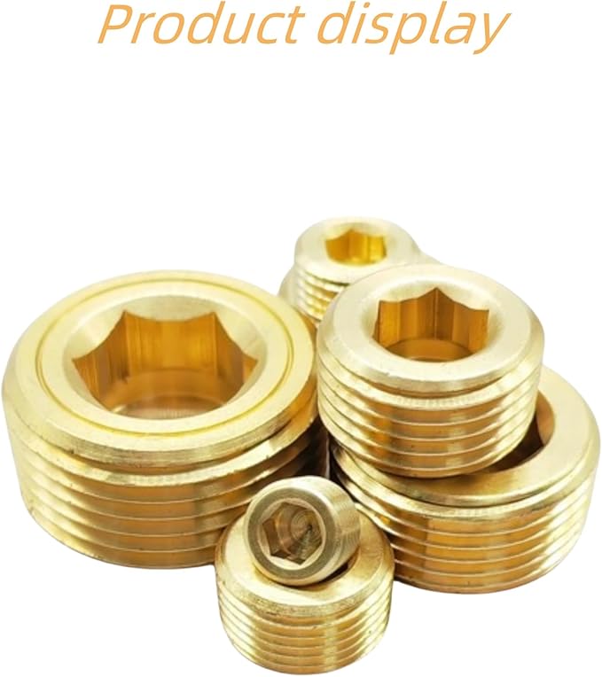 12PCS 3/8" NPT Brass Male Pipe Plug Fitting Hex Counter Sunk Pipe Plug (3/8" NPT)