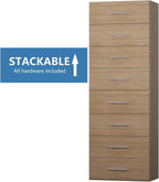 4 Drawer Short Tower Closet Unit, Modular Closet System, Wood Closet System Organizer with Storage for Walk In Closets, Clothing Rack Closet for Hanging Clothes, Bedroom, Wood, 31.5"W