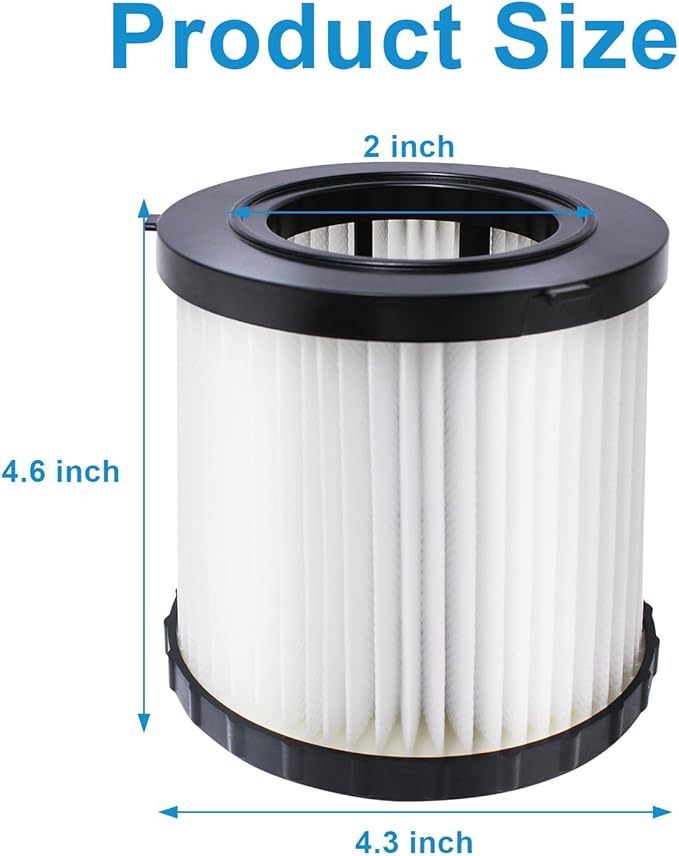 DCV580H DCV581H Vacuum Filters Replacement for DEWALT 20V MAX Wet/Dry VAC DCV580H (Cordless) DCV581H DCV5801H, Washable & Reusable Vacuum Filter for Cordless Vacuums(2 Pack)