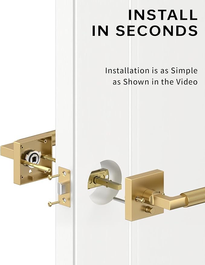 Asidrama 1 Pack Champagne Bronze Privacy Door Handles, Door Lever with Door Knobs Indoor for Bedroom or Bathroom, Heavy Duty Door Handles Interior with Locks for Left Right Sided Doors